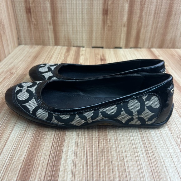COACH Ballet Flats Black gray True Logo Slip On Shoes Womens 6B - Picture 4 of 8